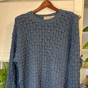 1950s Bergdorf Goodman Silk Cotton Mens Sweater Nantucket Blue Made in Italy XL